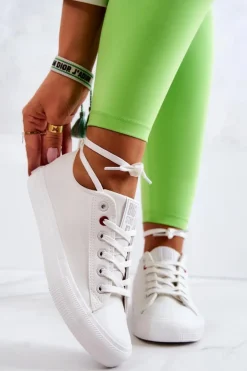 Niskie Skórzane Tenisówki Big Star JJ274007 Białe