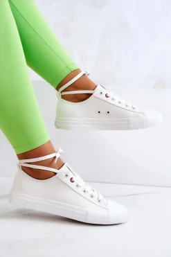 Niskie Skórzane Tenisówki Big Star JJ274007 Białe