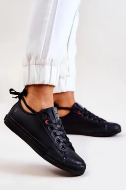 Niskie Skórzane Tenisówki Big Star JJ274006 Czarne