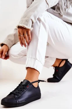 Niskie Skórzane Tenisówki Big Star JJ274006 Czarne