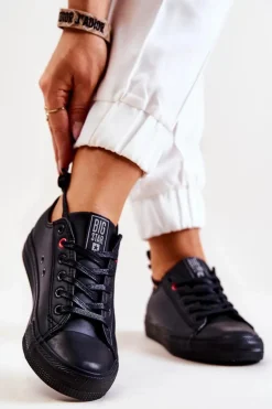 Niskie Skórzane Tenisówki Big Star JJ274006 Czarne