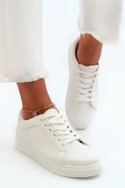 Niskie Sneakersy Buty Sportowe Damskie Z Eko Skóry Białe Diunna