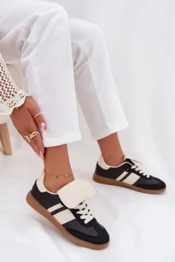 Niskie Sneakersy Damskie Z Wywiniętym Językiem Czarne Ardira