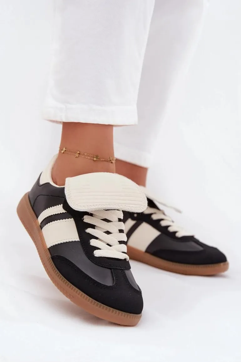 Niskie Sneakersy Damskie Z Wywiniętym Językiem Czarne Ardira