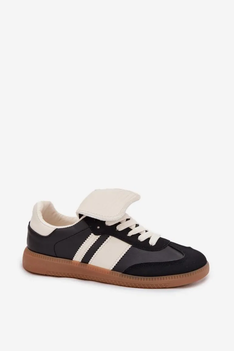 Niskie Sneakersy Damskie Z Wywiniętym Językiem Czarne Ardira