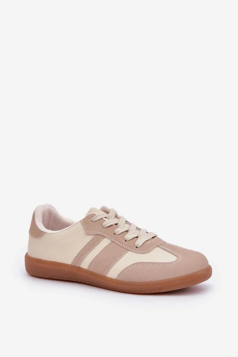 Niskie Sneakersy Damskie Z Eko Skóry Beżowe Nonalorin