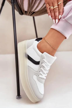 Niskie Sneakersy Damskie Na Platformie Białe Telmira