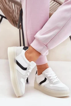 Niskie Sneakersy Damskie Na Platformie Białe Telmira