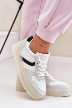 Niskie Sneakersy Damskie Na Platformie Białe Telmira