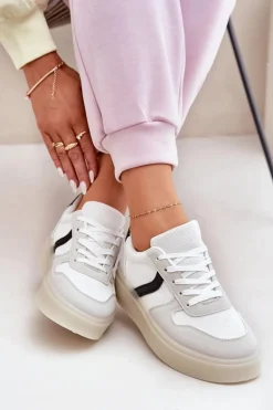 Niskie Sneakersy Damskie Na Platformie Białe Telmira