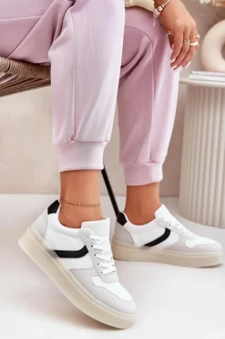 Niskie Sneakersy Damskie Na Platformie Białe Telmira