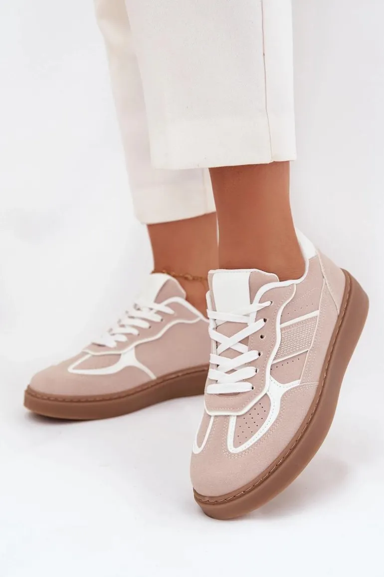 Niskie Sneakersy Damskie Beżowe Brenelle
