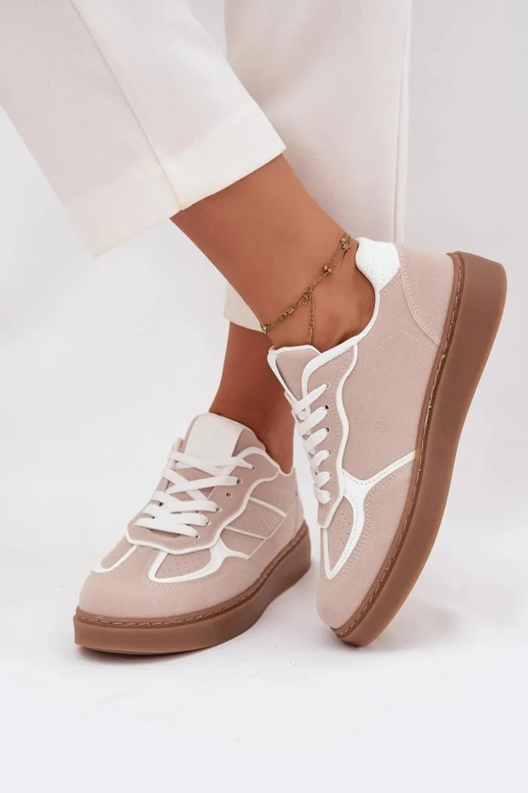 Niskie Sneakersy Damskie Beżowe Brenelle