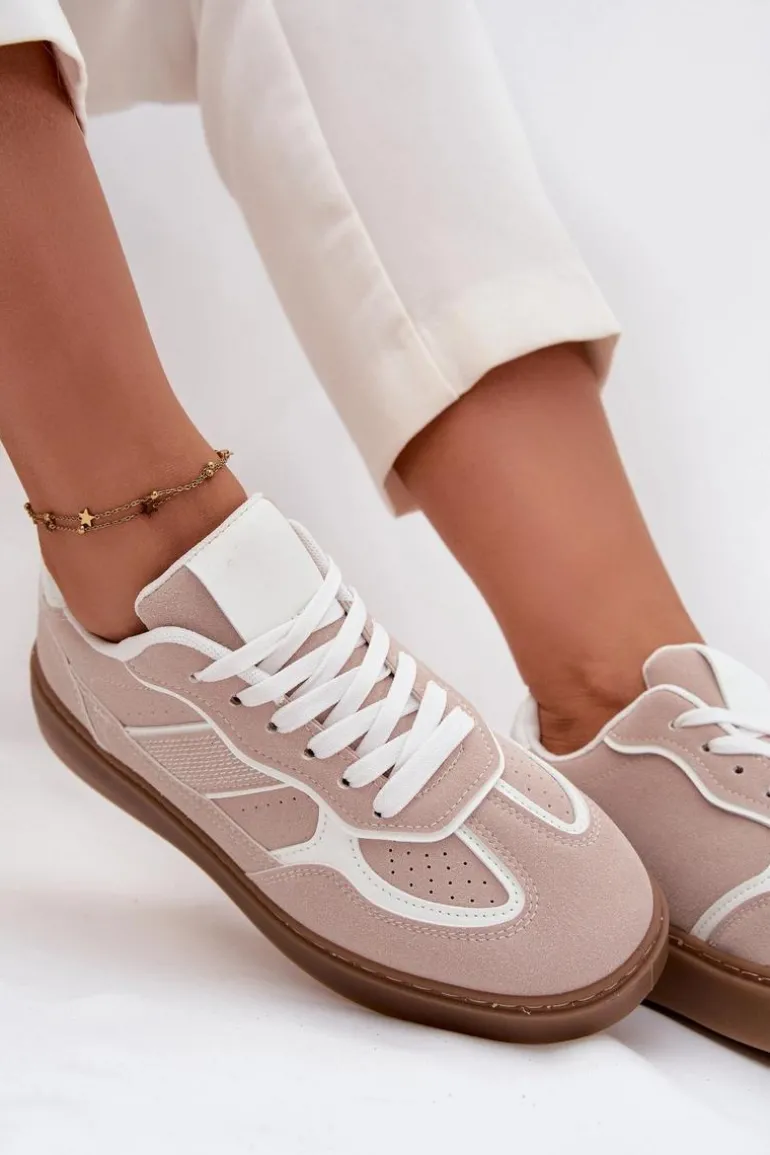 Niskie Sneakersy Damskie Beżowe Brenelle