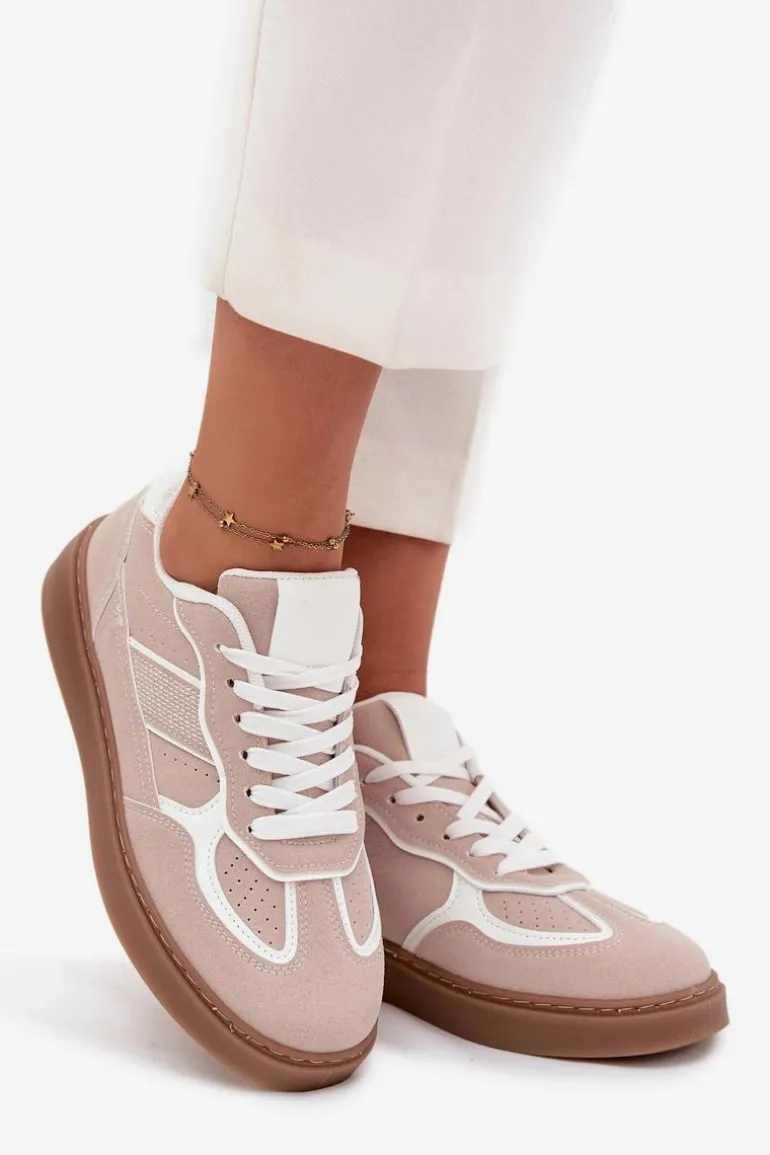 Niskie Sneakersy Damskie Beżowe Brenelle