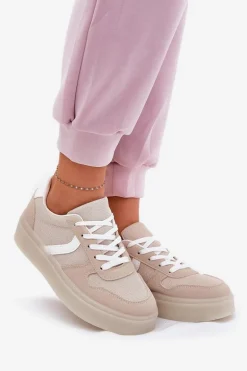 Niskie Sneakersy Damskie Na Platformie Beżowe Telmira