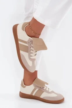 Niskie Sneakersy Damskie Z Wywiniętym Językiem Beżowe Ardira