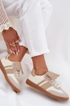 Niskie Sneakersy Damskie Z Wywiniętym Językiem Beżowe Ardira