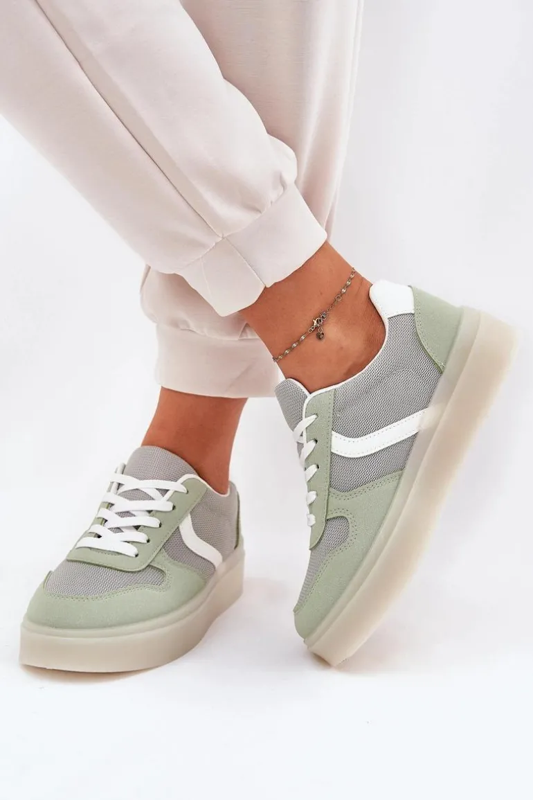 Niskie Sneakersy Damskie Na Platformie Zielone Telmira
