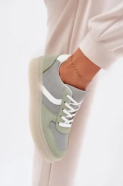 Niskie Sneakersy Damskie Na Platformie Zielone Telmira