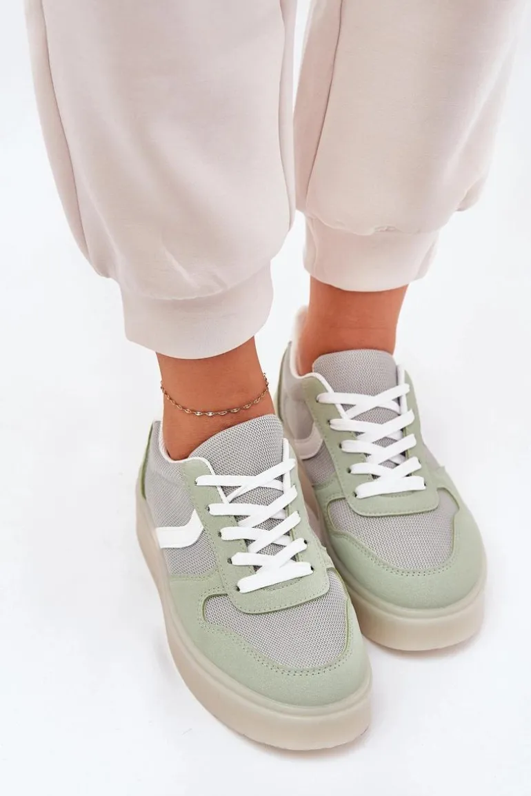 Niskie Sneakersy Damskie Na Platformie Zielone Telmira