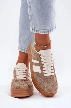 Niskie Sneakersy Na Platformie Khaki Ovivene