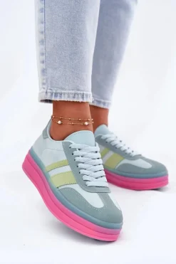 Niskie Sneakersy Na Platformie Niebieskie Ovivene