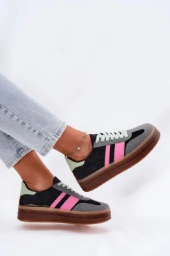 Niskie Sneakersy Na Platformie Czarne Ovivene