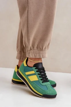 Niskie Sneakersy Trampki Damskie Zielone Sellira