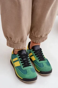 Niskie Sneakersy Trampki Damskie Zielone Sellira