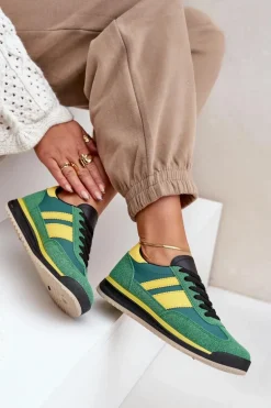 Niskie Sneakersy Trampki Damskie Zielone Sellira