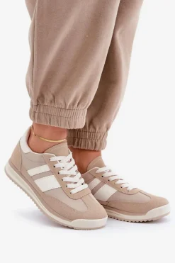 Niskie Sneakersy Trampki Damskie Beżowe Sellira