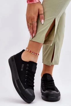 Niskie Sznurowane Tenisówki Big Star LL274967 Czarne