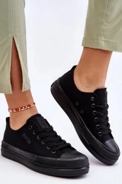 Niskie Sznurowane Tenisówki Big Star LL274967 Czarne