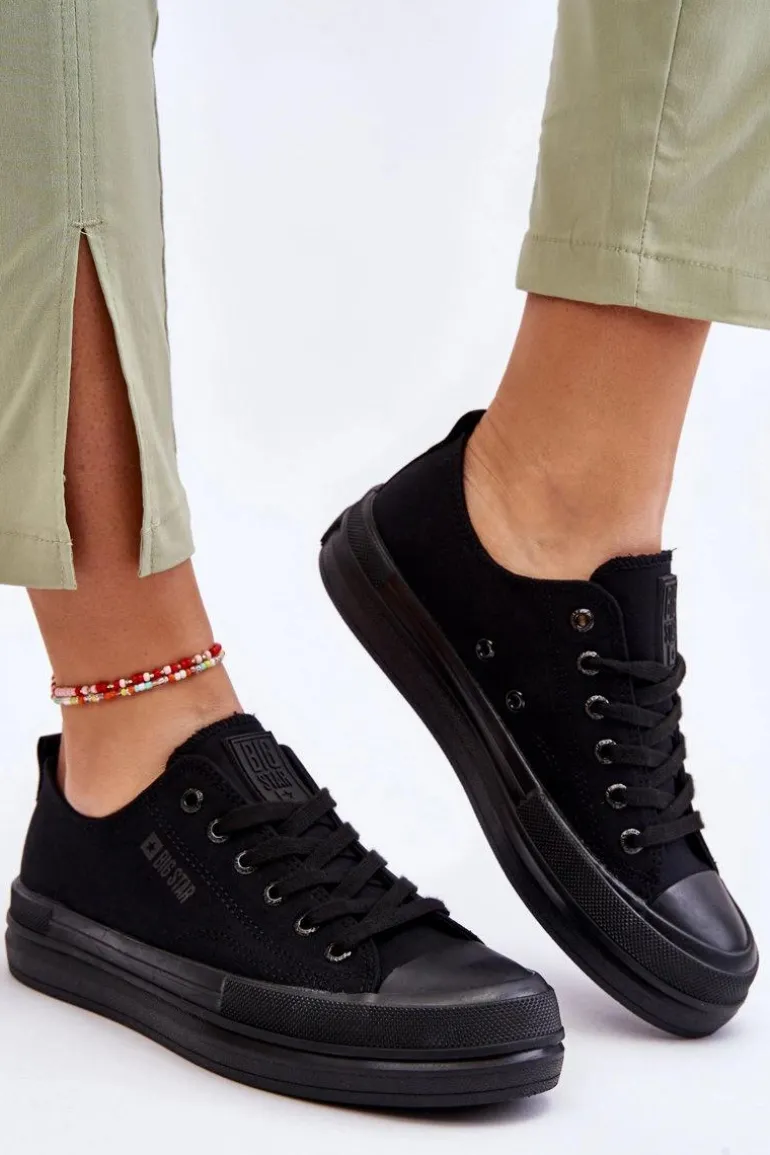 Niskie Sznurowane Tenisówki Big Star LL274967 Czarne