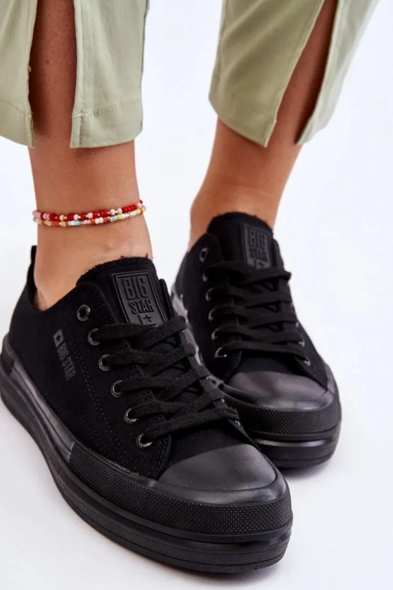 Niskie Sznurowane Tenisówki Big Star LL274967 Czarne
