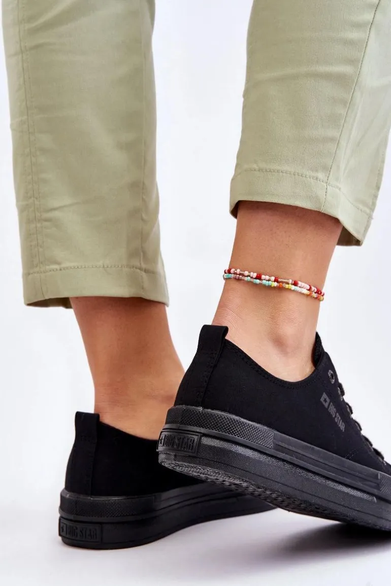 Niskie Sznurowane Tenisówki Big Star LL274967 Czarne