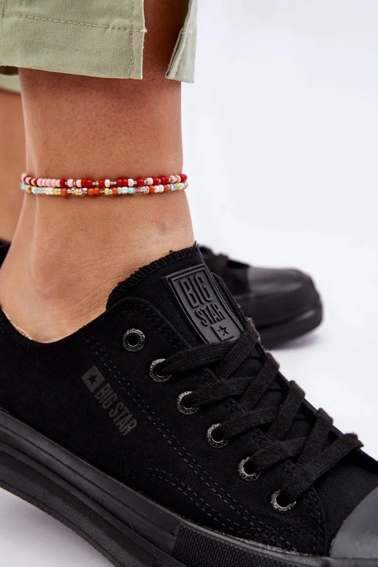 Niskie Sznurowane Tenisówki Big Star LL274967 Czarne