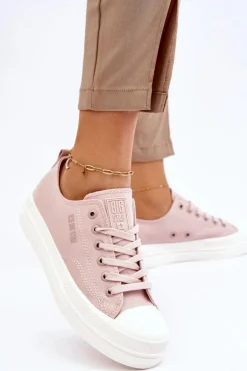 Niskie Sznurowane Tenisówki Big Star LL274970 Nude