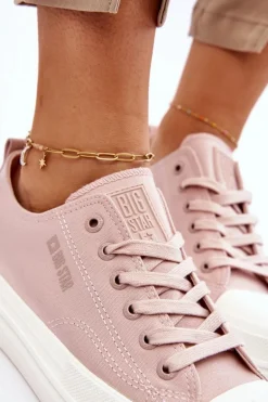 Niskie Sznurowane Tenisówki Big Star LL274970 Nude