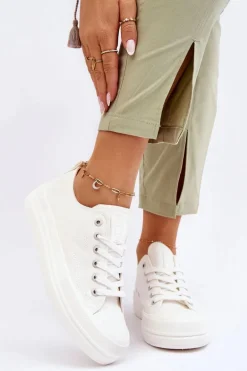 Niskie Sznurowane Tenisówki Big Star LL274968 Białe