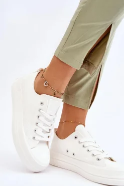 Niskie Sznurowane Tenisówki Big Star LL274968 Białe