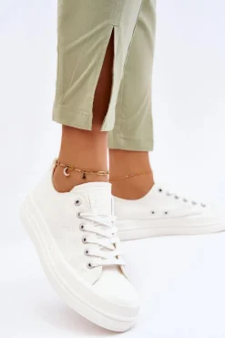 Niskie Sznurowane Tenisówki Big Star LL274968 Białe