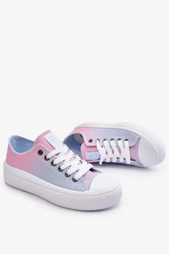 Niskie Tenisówki Na Platformie Big Star LL274A187 Różowo-Niebieskie