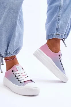 Niskie Tenisówki Na Platformie Big Star LL274A187 Różowo-Niebieskie