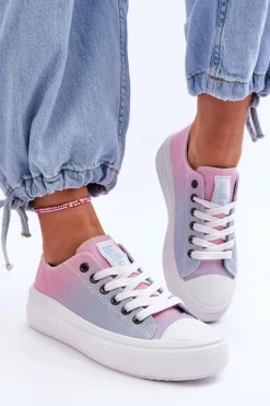 Niskie Tenisówki Na Platformie Big Star LL274A187 Różowo-Niebieskie