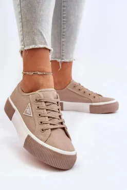 Niskie Trampki Damskie Beżowe Enalae