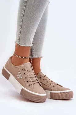 Niskie Trampki Damskie Beżowe Enalae