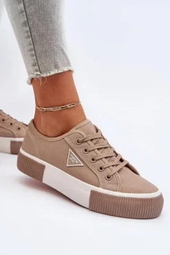 Niskie Trampki Damskie Beżowe Enalae