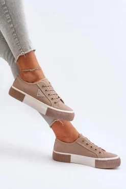 Niskie Trampki Damskie Beżowe Enalae